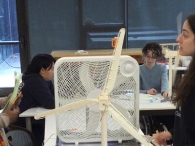 ARROW Director Sanjay Arwade helps Mount Holyoke students consider engineering design through wind turbine exercise