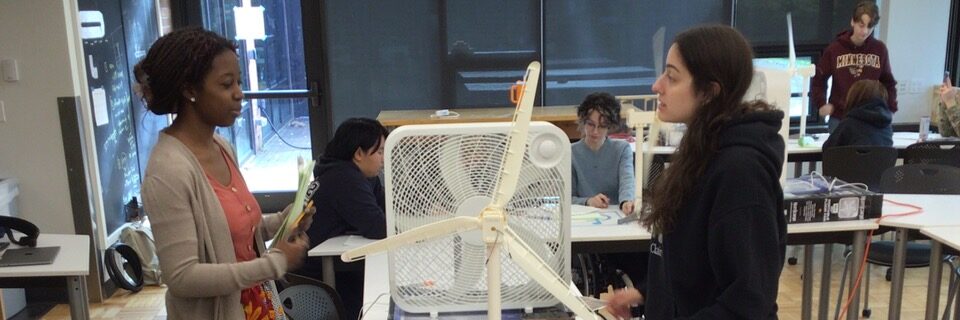 ARROW Director Sanjay Arwade helps Mount Holyoke students consider engineering design through wind turbine exercise