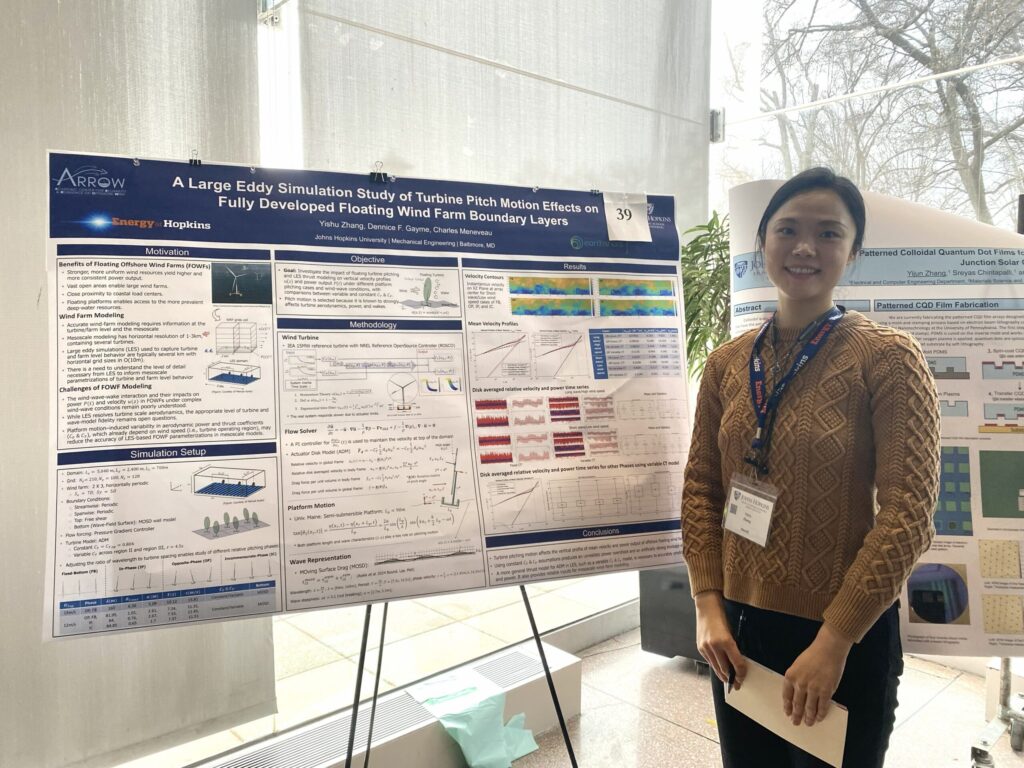 ARROW student Yishu Zhang stands in front of the research poster at the ROSEI summit
